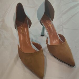 FOWT Elegant Two-Tone Blue-olive Heels Size7